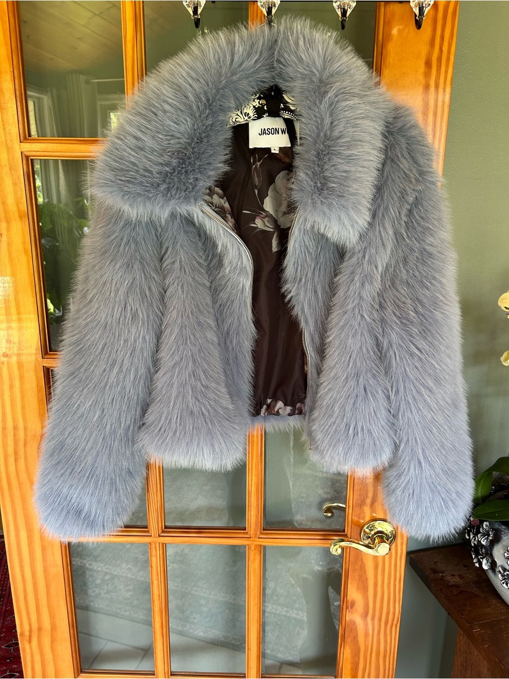 Jason Wu Faux Fur Jacket w Floral Lining NWT